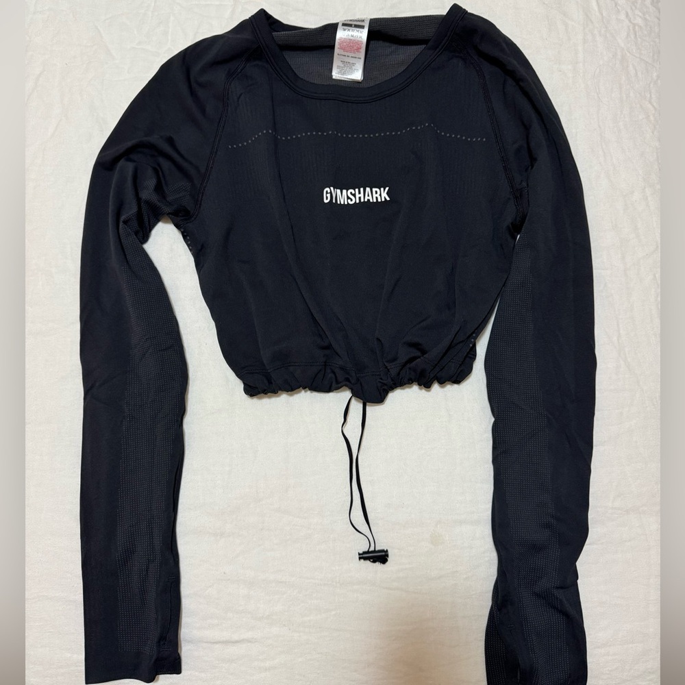 Gymshark Women's Black Drawstring Long Sleeve Tee